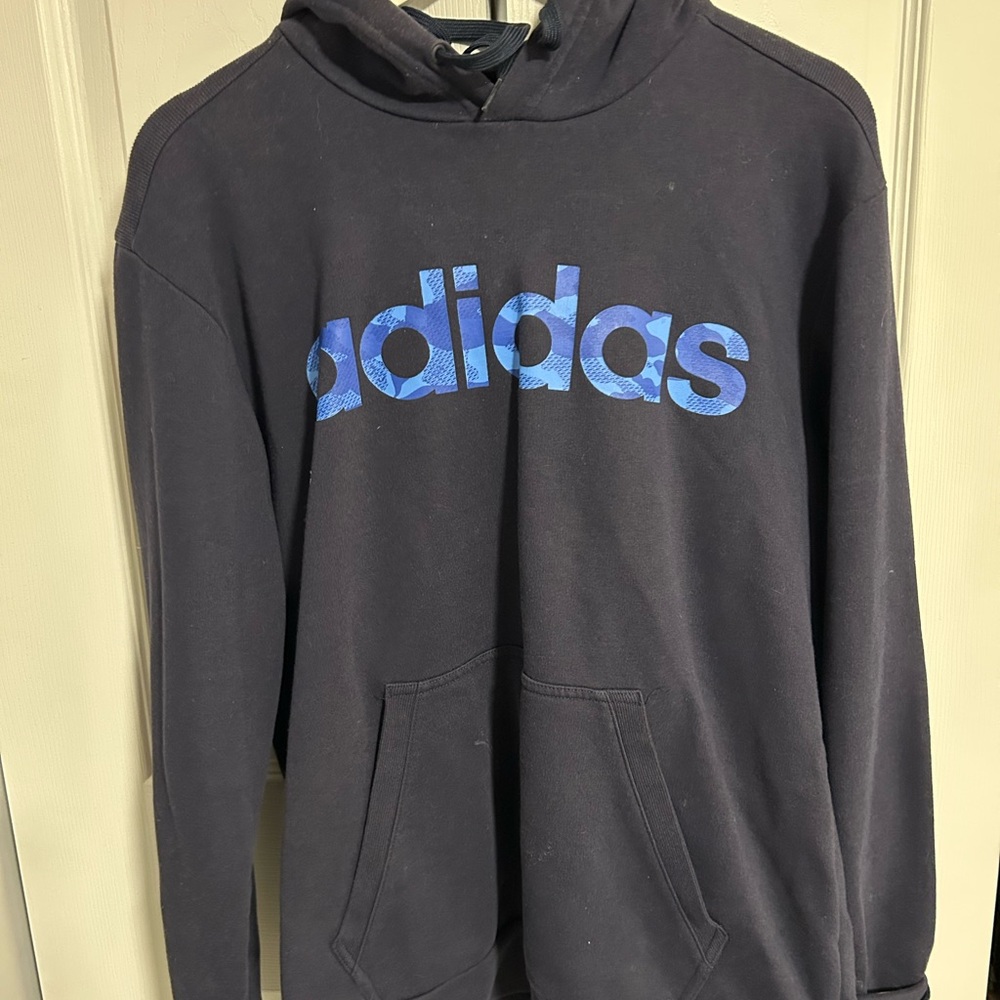Adidas Women's Navy blue Hoodie with Blue Logo